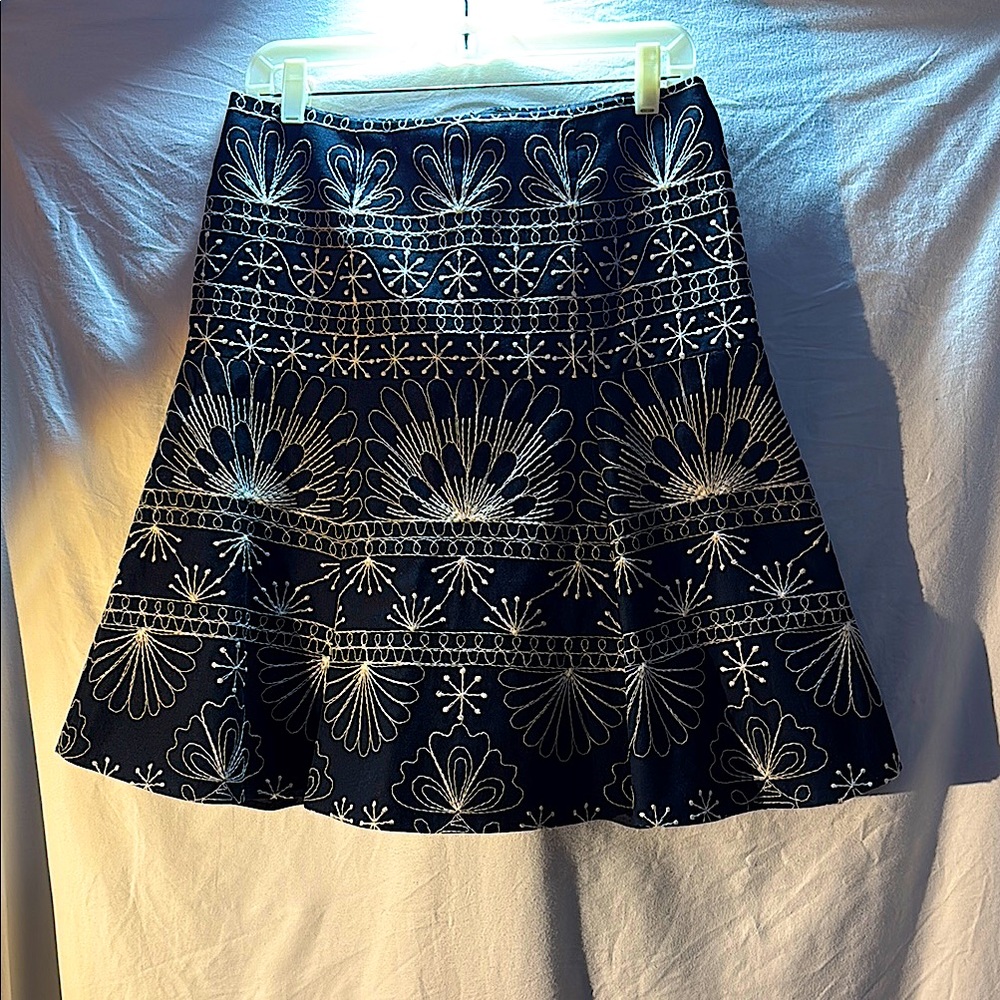 Nanette Lepore Black Embellished A-Line Cocktail Skirt